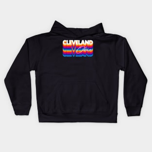 Cleveland Ohio // Retro Typography Design Kids Hoodie